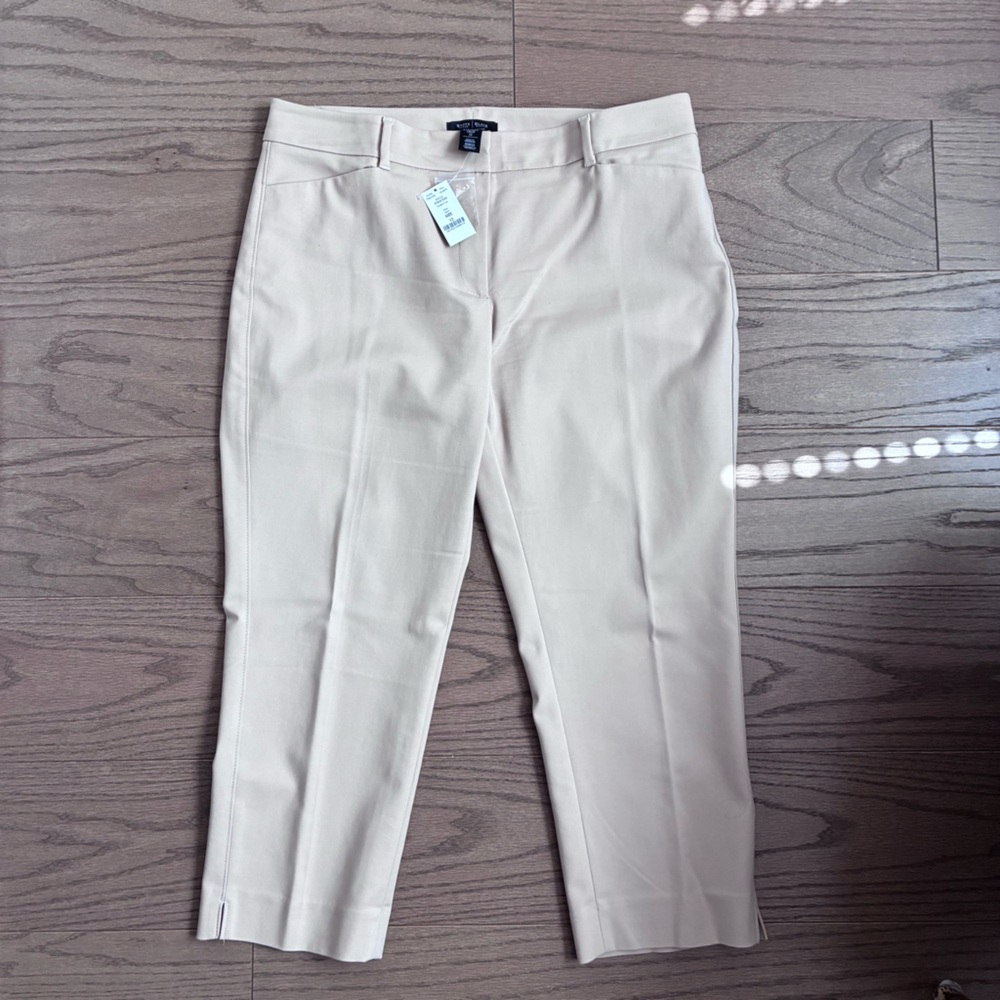 NWT White House Black Market straight crop pants fawn color